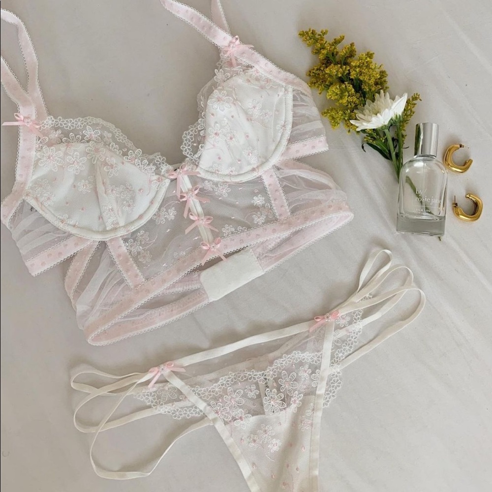 3 PIECE Evie Longline Bra & Garter & Brief or Thong set - Picture 7 of 16